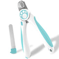 Blue and white pet nail clippers with 3.5mm stainless steel blade, 56 x 160mm, safety stop, for dogs and cats