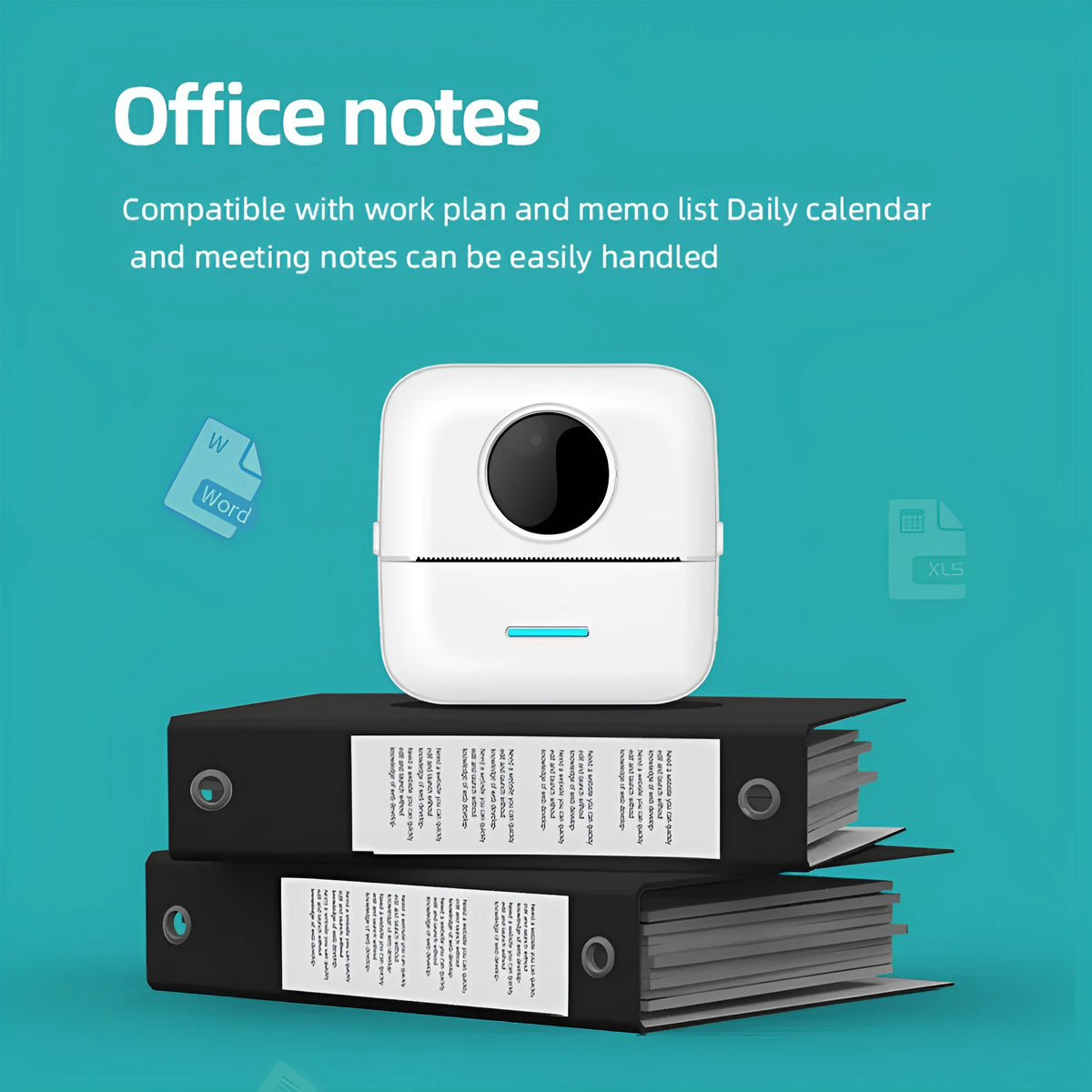 Mini pocket thermal printer with USB charging and printer paper roll, for students and office text printing.