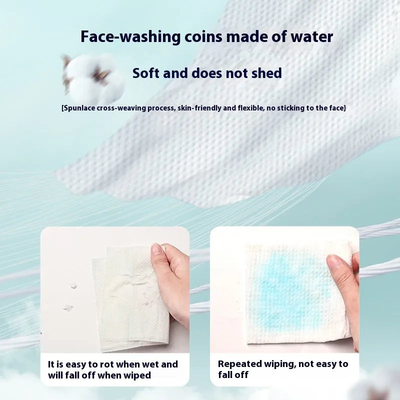 Disposable hanging roll of soft white face cloths with 100 sheets