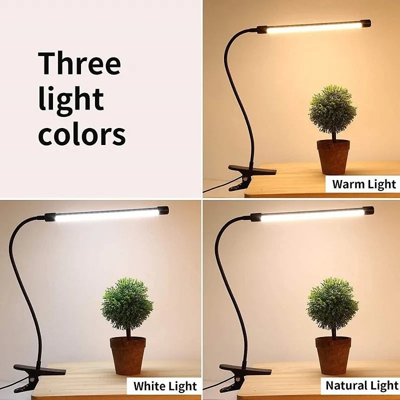 Black or white USB-powered LED desk lamp with 26cm length for student study.