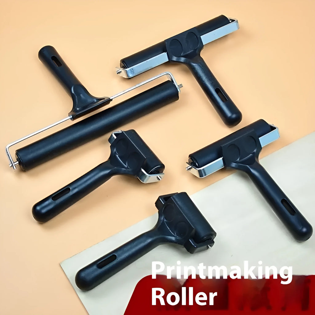 6cm black rubber paint roller with metal bracket for smooth and even paint coverage