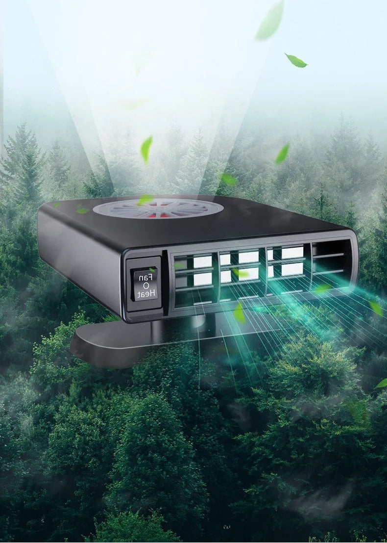 Compact black vehicle-mounted heater for car defrosting with adjustable airflow direction