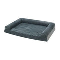 Grey cloth dog kennel for medium to large dogs showing three size options for indoor pet use