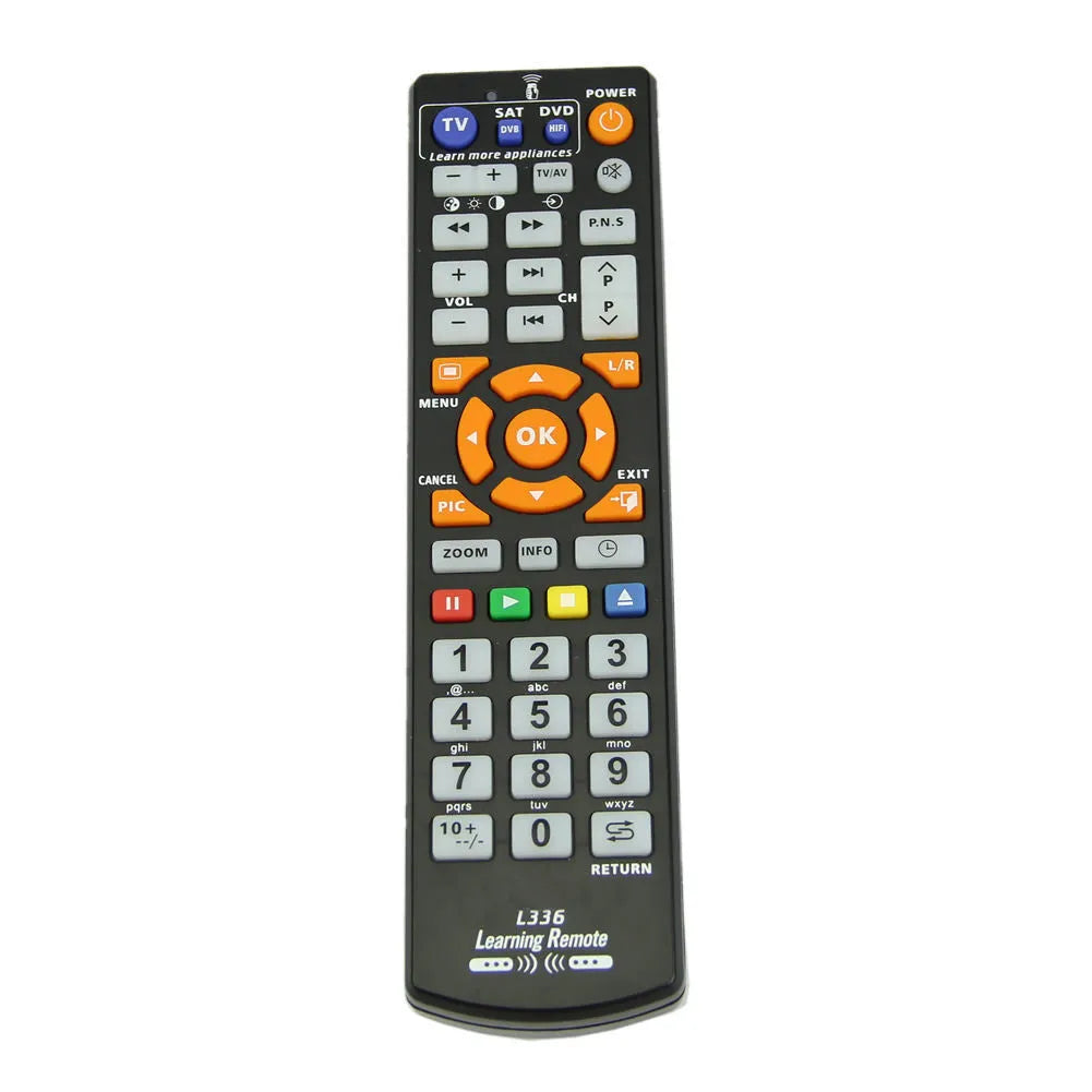 Black L336 learning remote control with full key layout for infrared device programming