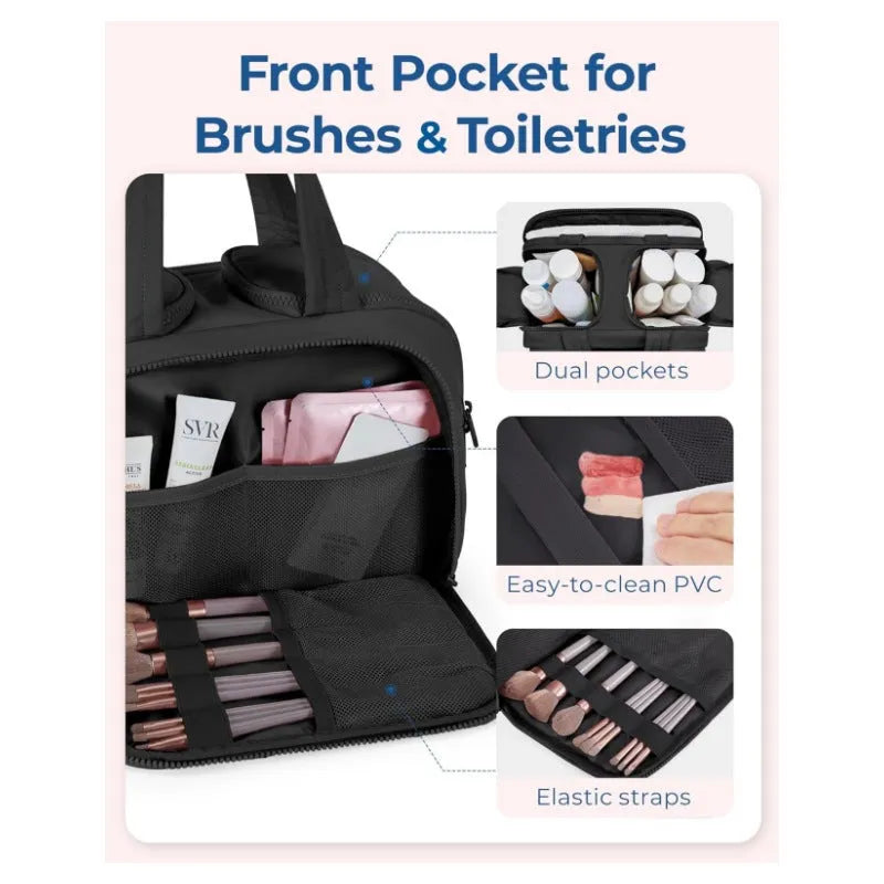 Large lightweight travel toiletry bag in a choice of colours with wide open top.