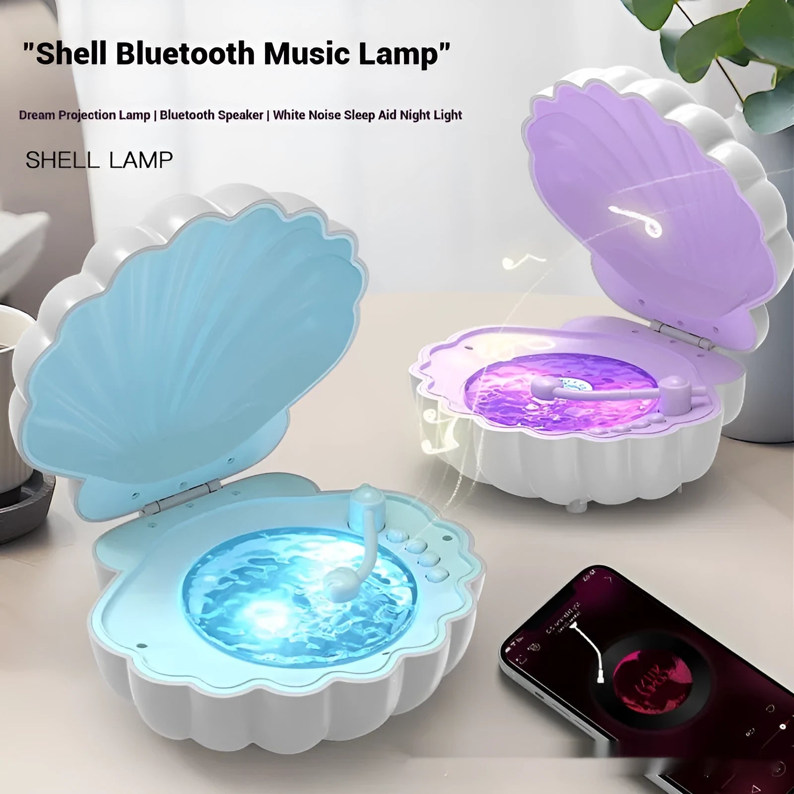 Portable retro vinyl record player shell lamp in blue colour with lithium battery power
