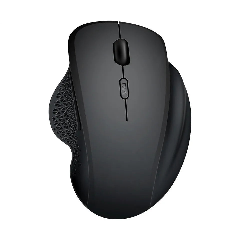 Grey and black self-charging wireless optical mouse for laptop computers with USB cable