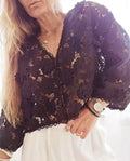 Loose lace cardigan with three-dimensional floral embroidery in street fashion style