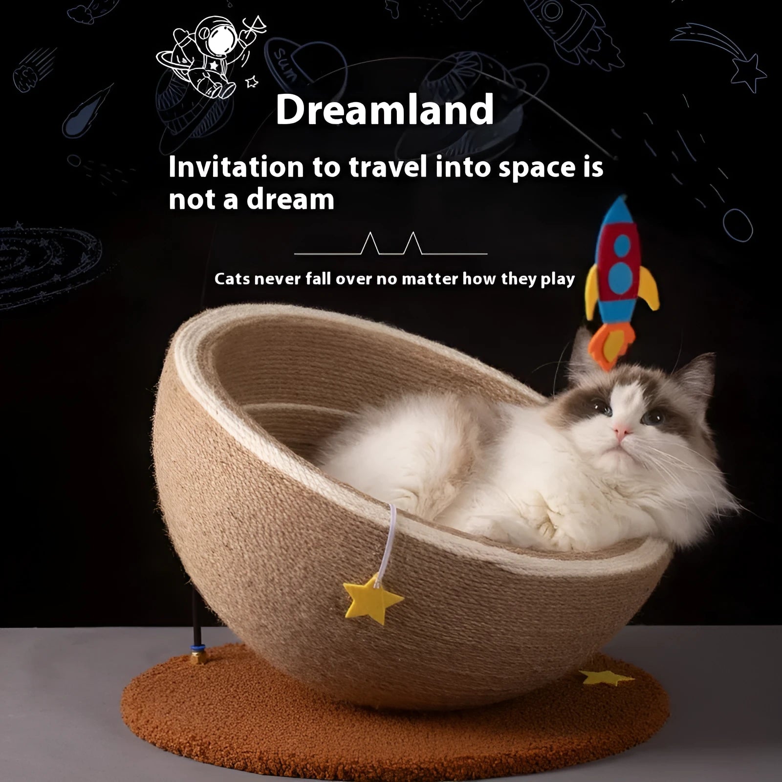 Large cat scratching basin with integrated nest bed showing sisal scratching surface and flannel interior