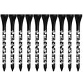Black bamboo golf dowel pins with skull print in 70mm and 83mm sizes, 10-piece pack