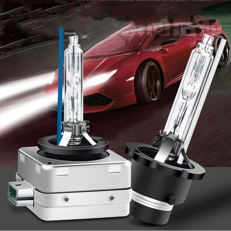 Automotive xenon lens lamp with aluminium alloy shell for D1S and D1R headlight replacements.