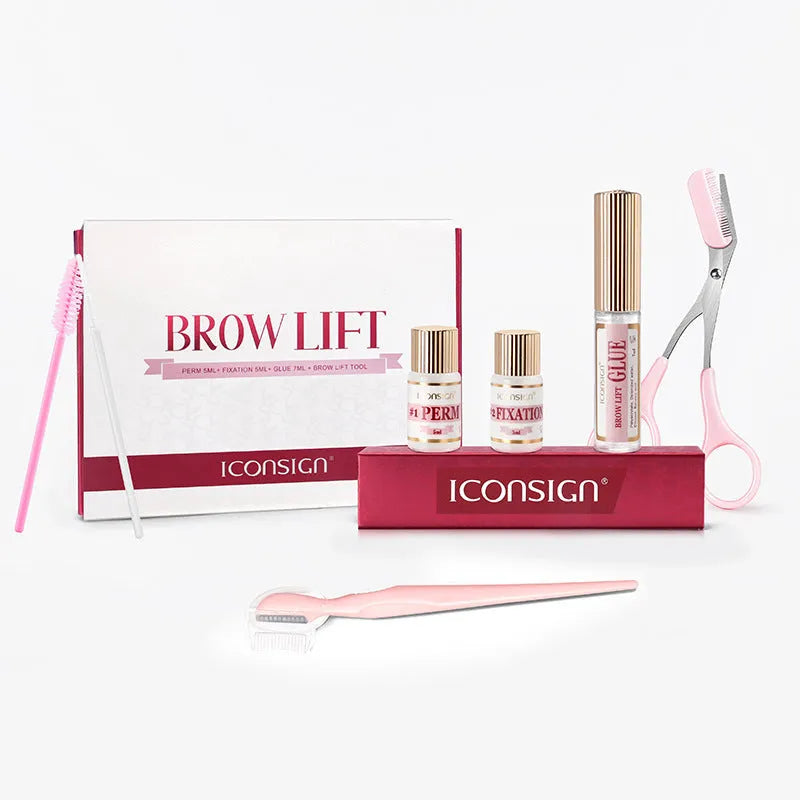 Pink eyebrow quick ironing suit for keratosis removal with included eyebrow perm set