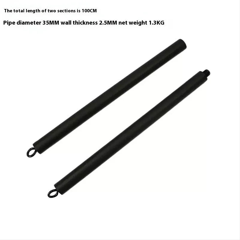 Two-segment push-and-pull fitness resistance rod with pulling rope mechanism for training exercises