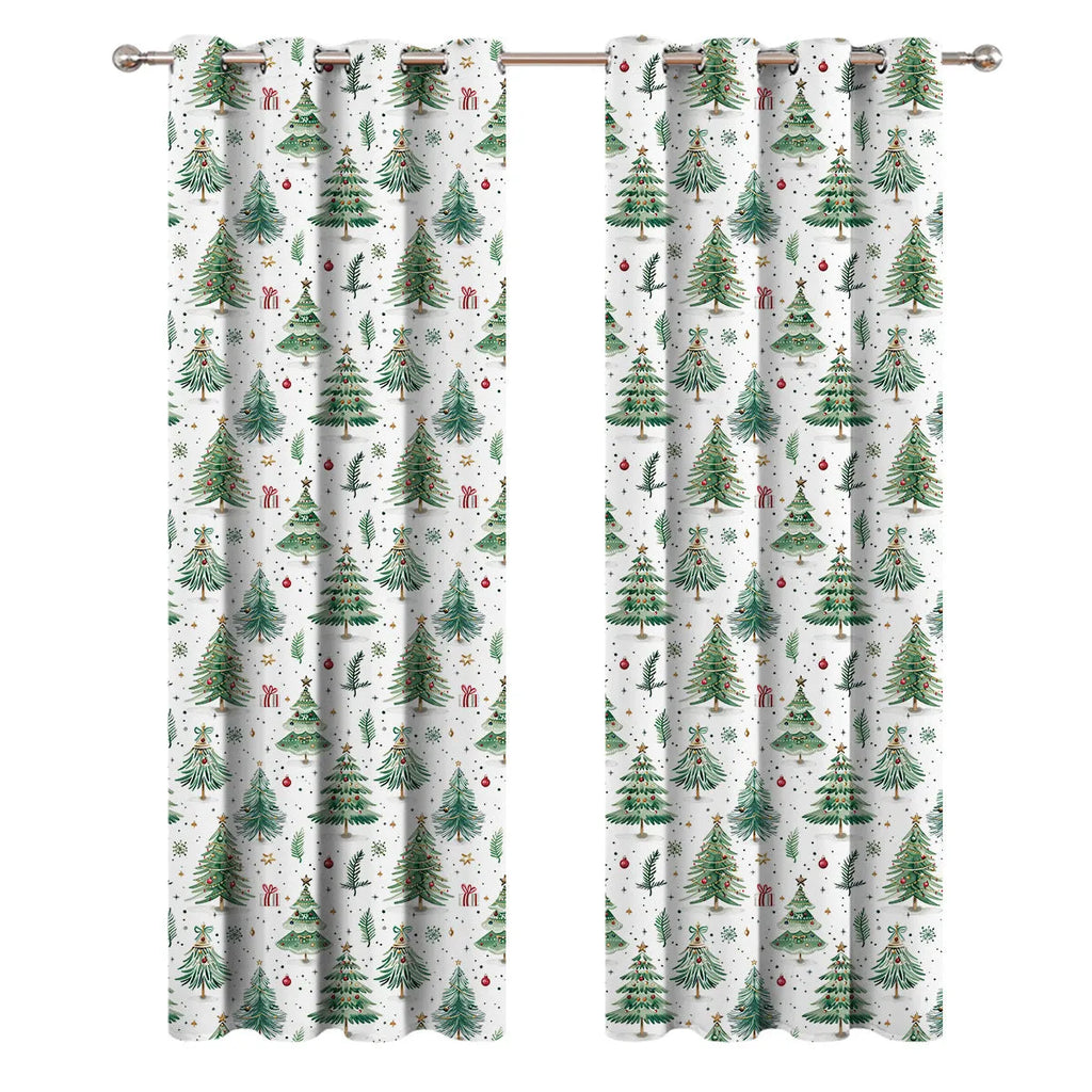 Polyester Christmas Forest punching pattern curtain with sunshade function in modern simplicity style