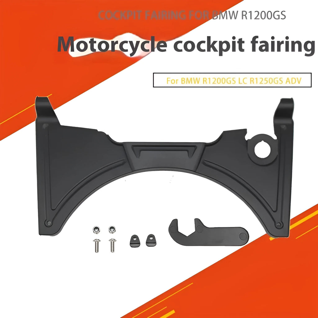 Black motorcycle cockpit fairing for BMW R1250GS and compatible GS models, model MO-CH003