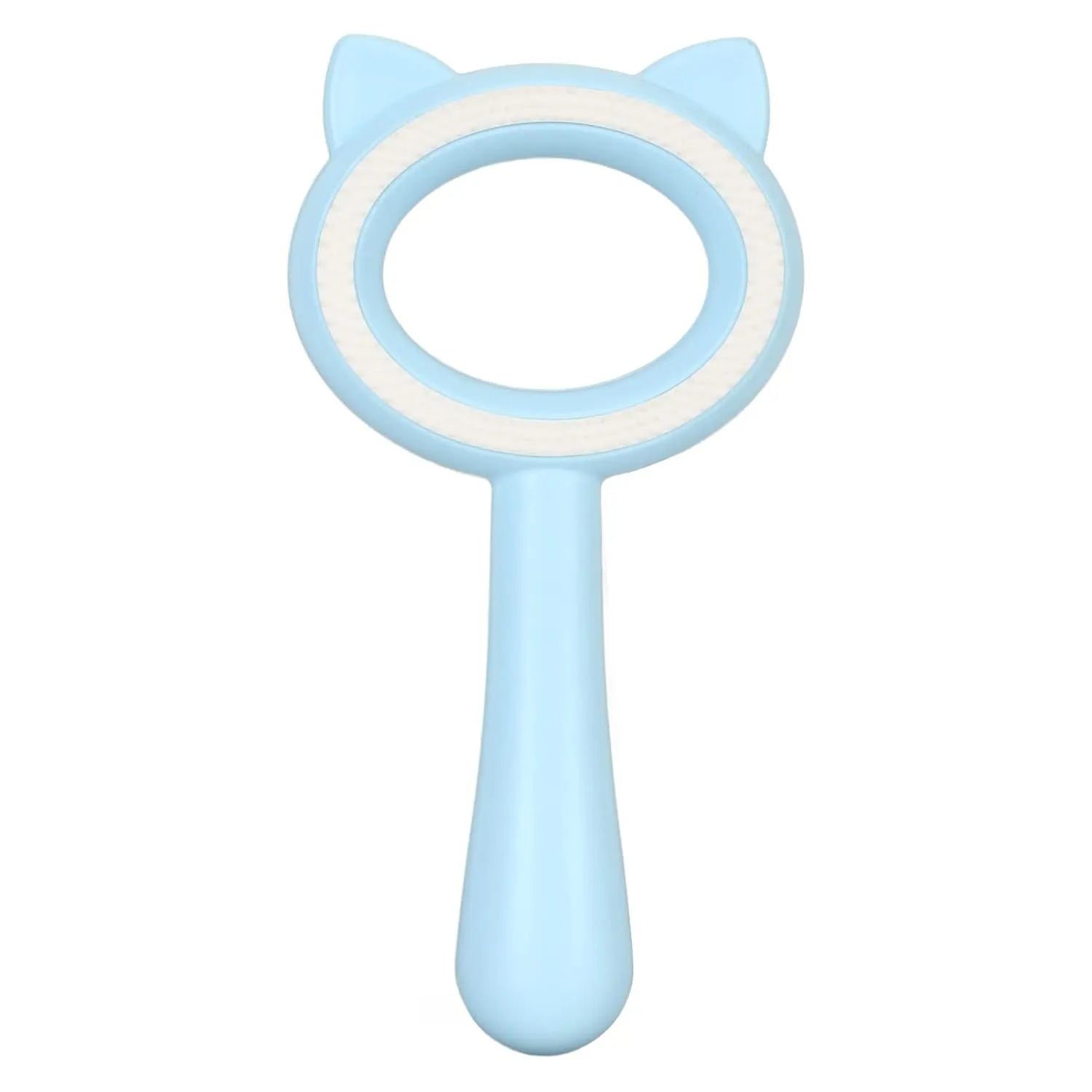 Double-sided pet grooming brush with removable deshedding comb and massage bristles in white colour