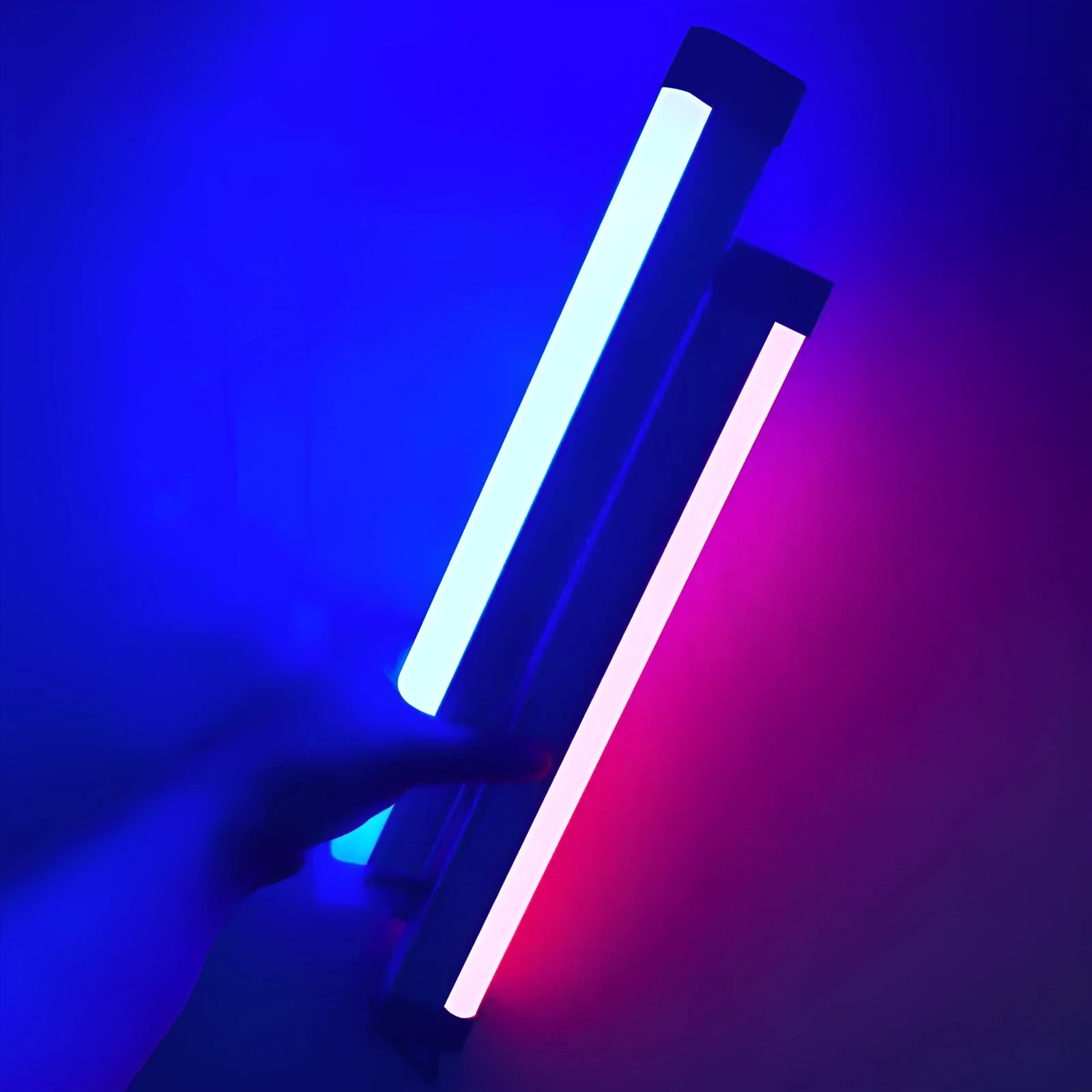Blue and purple rechargeable LED tube light stick with dimmer switch