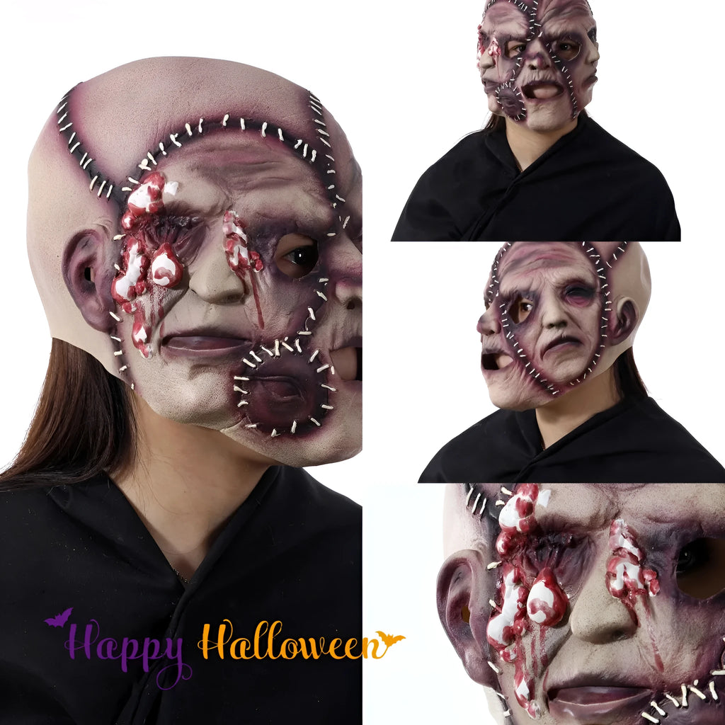 Three-sided grimace horror mask made from natural latex for Halloween costume parties