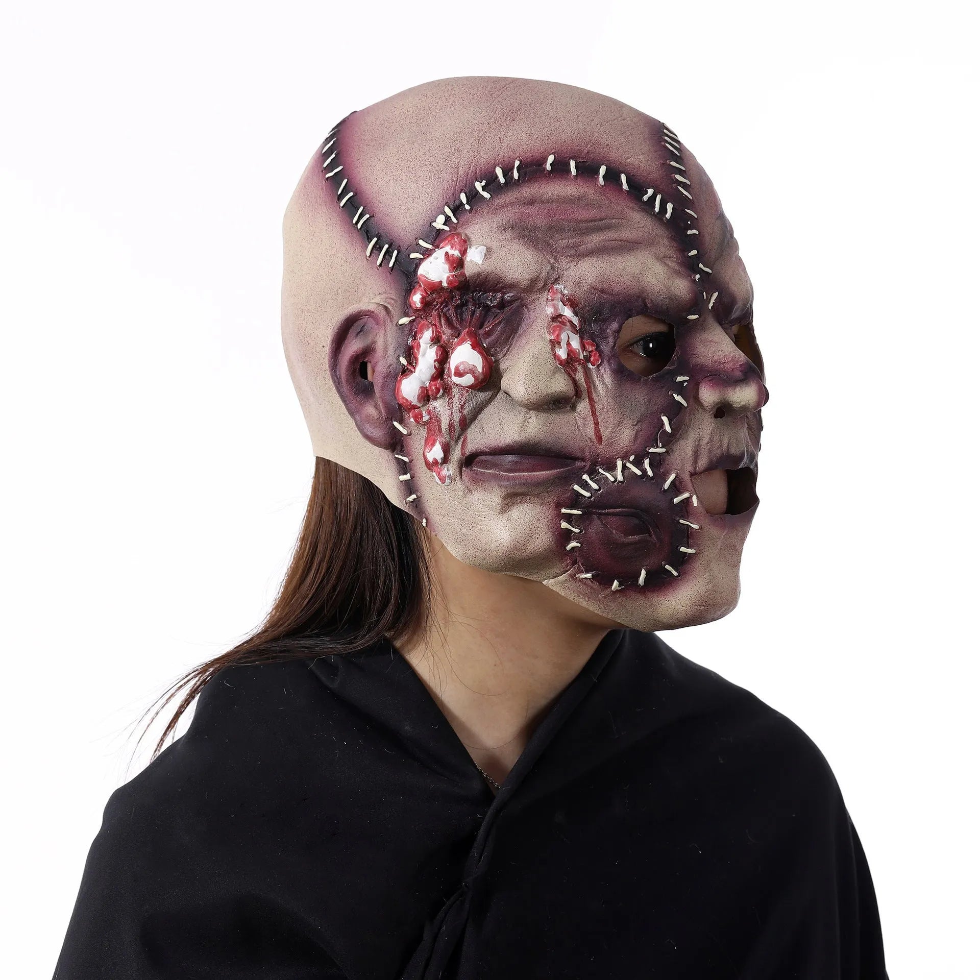 Three-sided grimace horror mask made from natural latex for Halloween costume parties