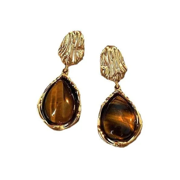 Handmade geometric earrings set with three styles including irregular, wafer and water drop shapes with tassel elements