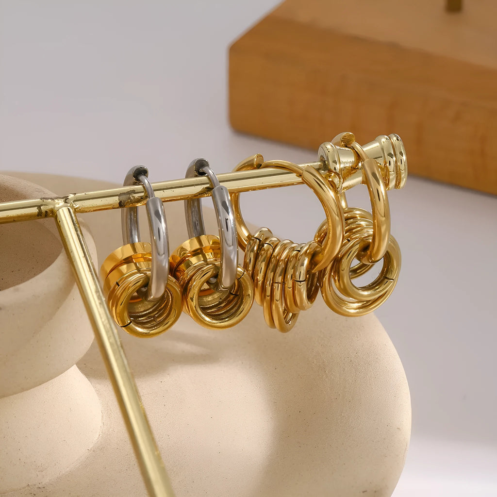Ins style stainless steel earrings with electroplated metallic finish in two colour options