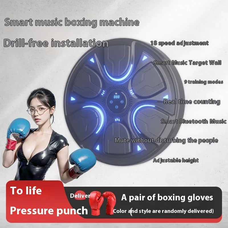 Black leather and PP boxing wall target with gloves for home fitness training and Sanda practice