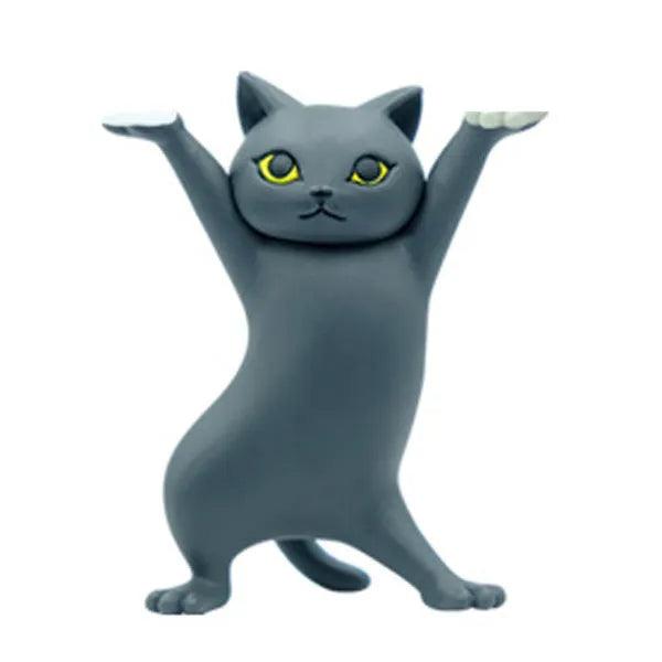 Resin cat pen holder, 5.5x3.2cm, in black, blue, grey, orange or white cat design on a desk