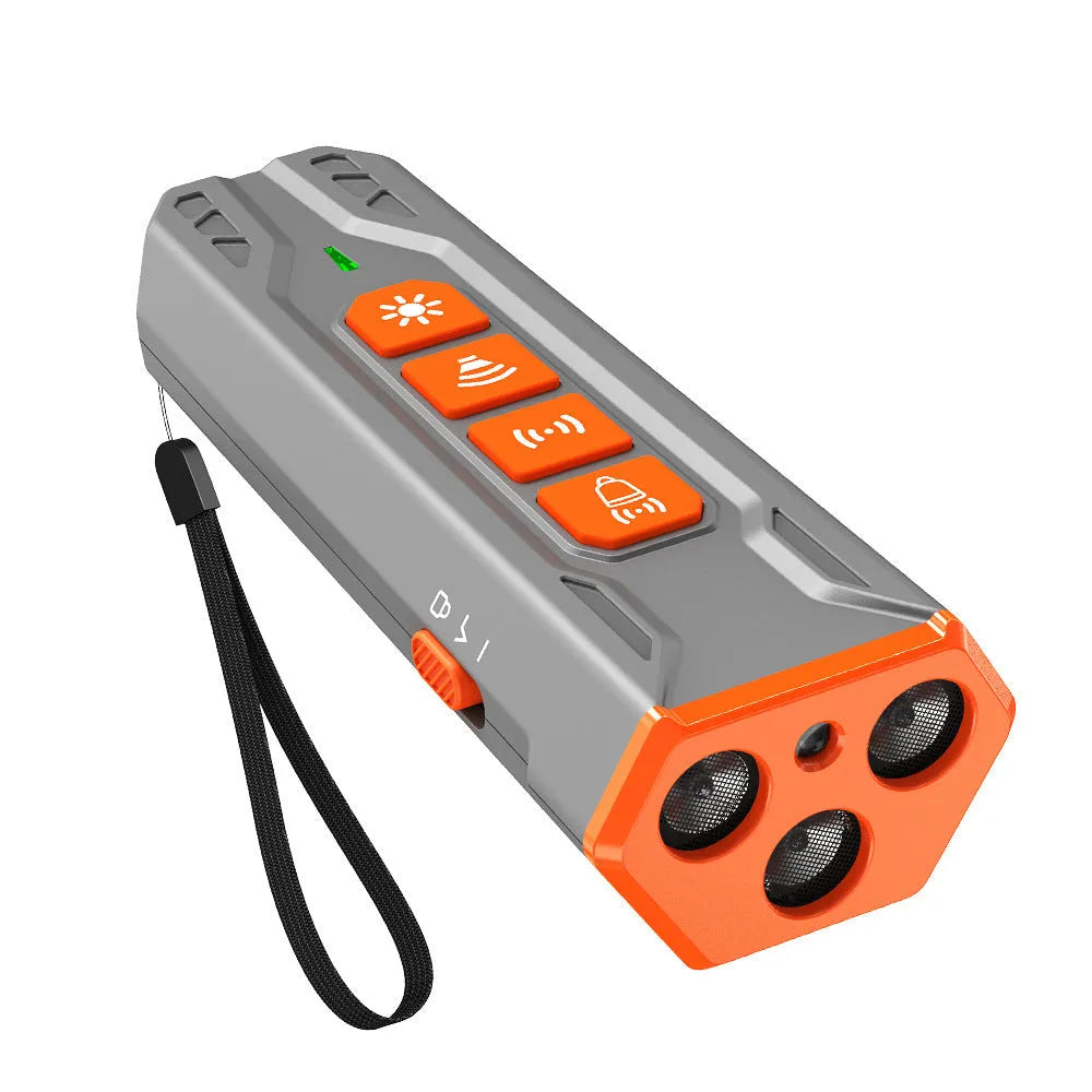 Ultrasonic dog trainer remote control device in grey orange or black orange colour options