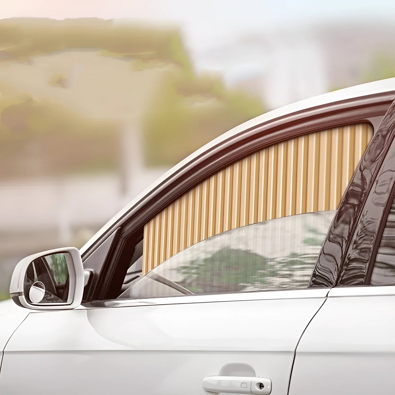 Auto retractable car sun curtain with roller shutter mechanism in gold silver black colours