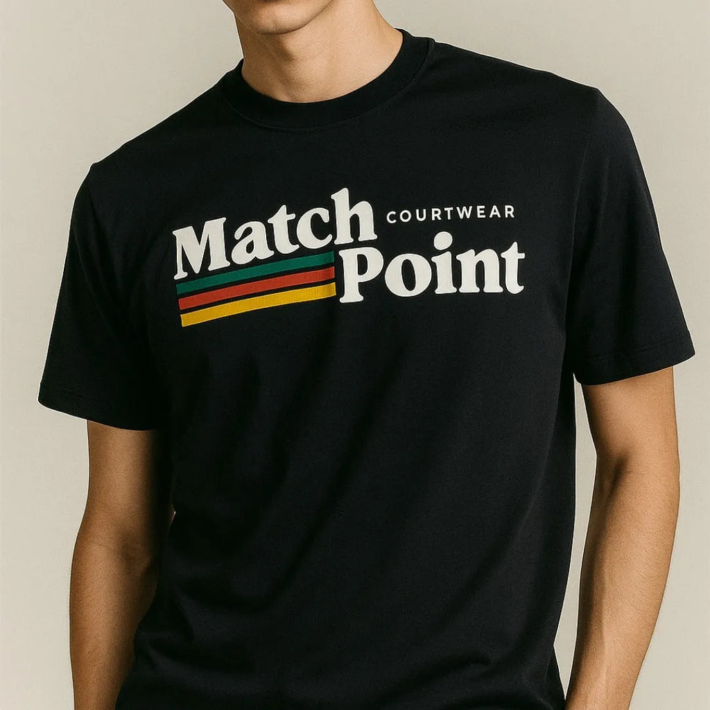 Men's black casual t-shirt with 3D digital print pattern, short sleeves and round neckline