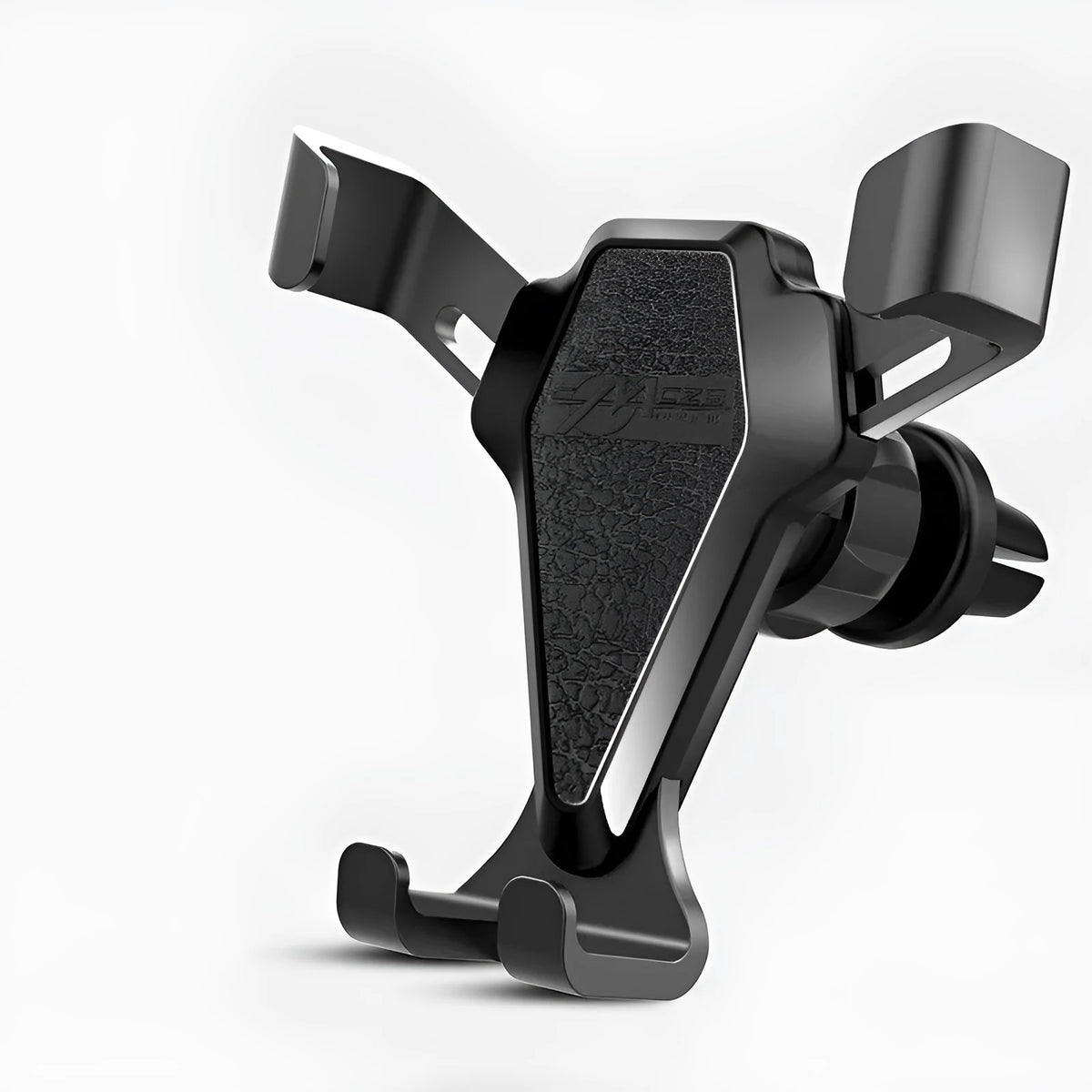 Universal car air vent phone mount in elegant black, fitting 66-84mm wide smartphones, rechargeable, with silicone and alloy construction.