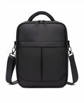 Black Oxford fabric mens messenger shoulder bag showing front view
