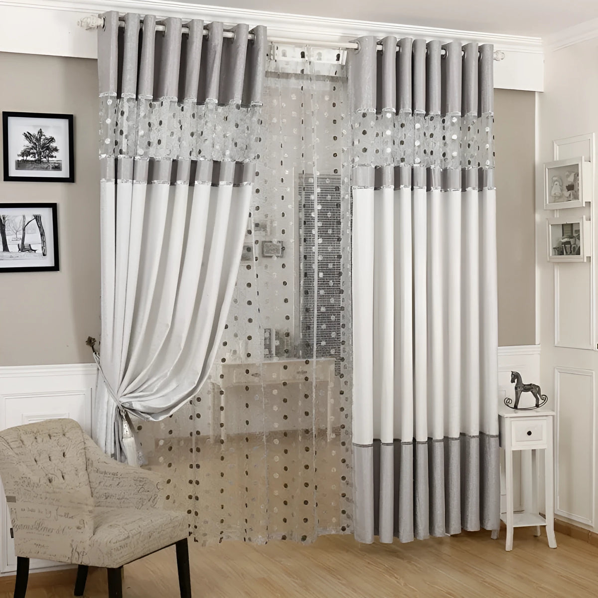 Single panel simple blackout curtain in whole piece cloth with hook or ring style options for custom window fitting