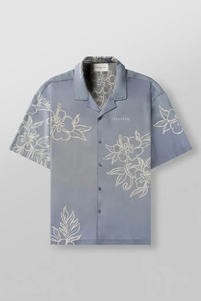Men's loose fit short sleeve cardigan with printed floral pattern in beige colour