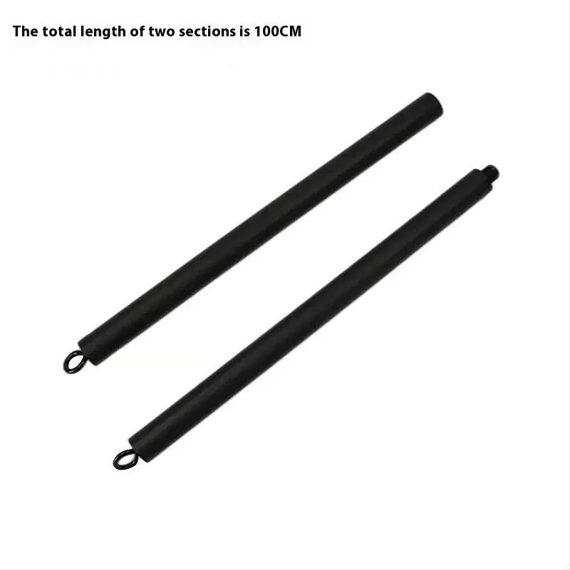 Two-segment push-and-pull fitness resistance rod with pulling rope mechanism for training exercises