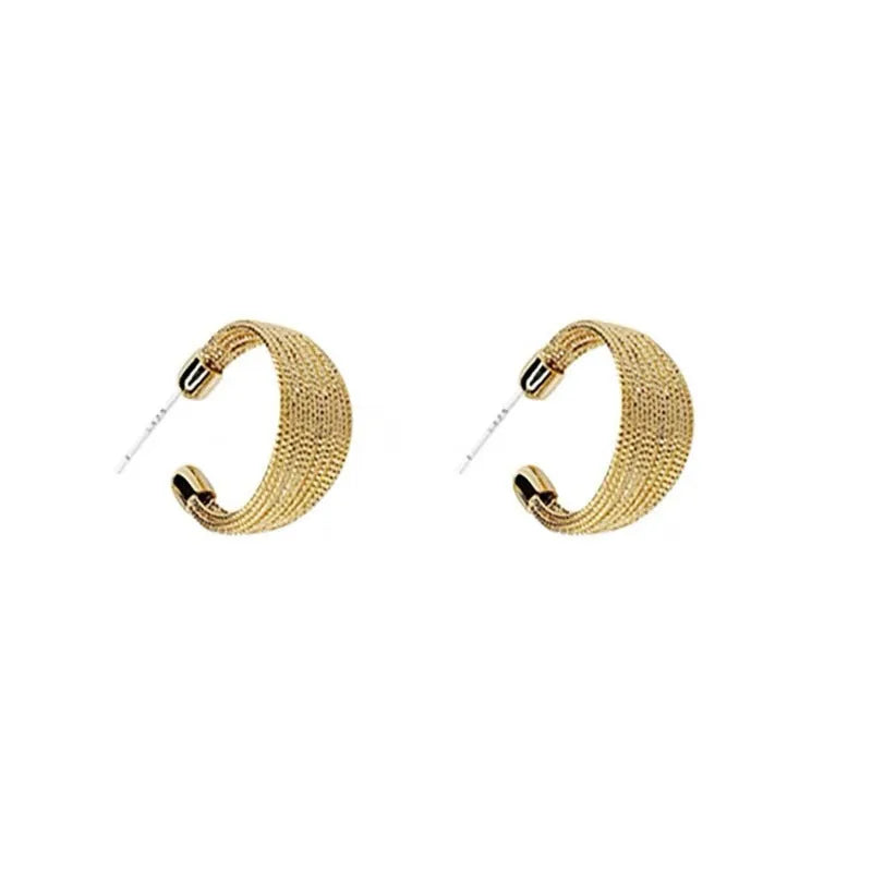 Geometric multi-layer copper earrings with electroplated silver or gold finish options