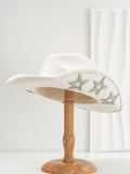 Polyester woven western-style top hat with conical crown and hexagonal star decoration