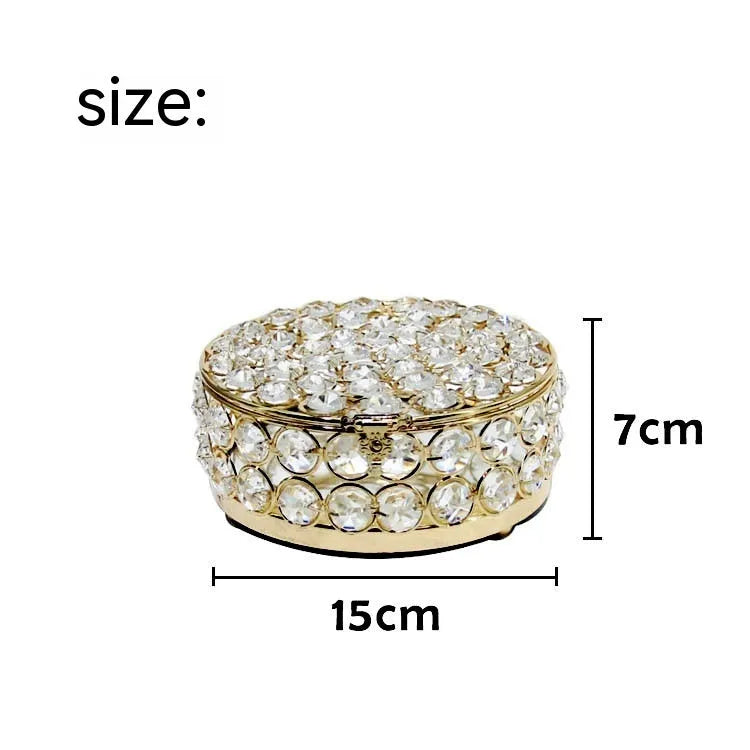 Transparent crystal glass jewellery box with French gold metal accents in European style design
