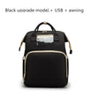 Foldable baby bed backpack with mattress, 30x73x24cm bed, USB option, cationic fabric, black or colour