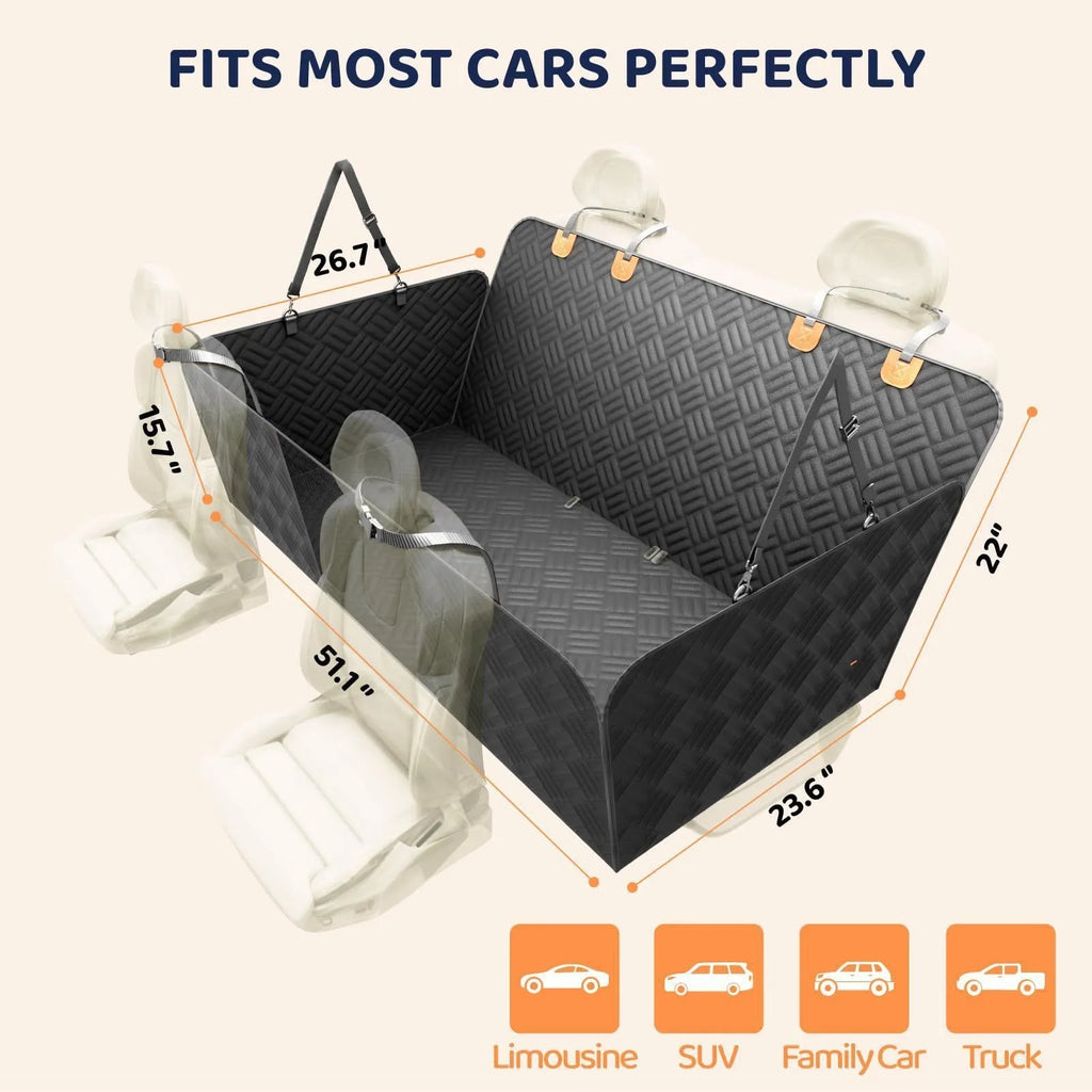 Black cloth car pet mat for dogs, rear seat cover supplied as one car pet mat