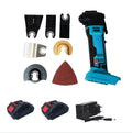 Rechargeable brushless lithium battery trimming machine with metal construction and accessories in plastic box