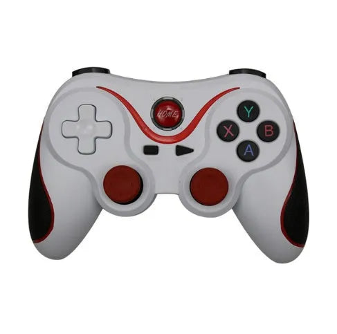 Black and white X3 Bluetooth wireless game controller for Android mobile phones with charging cable.