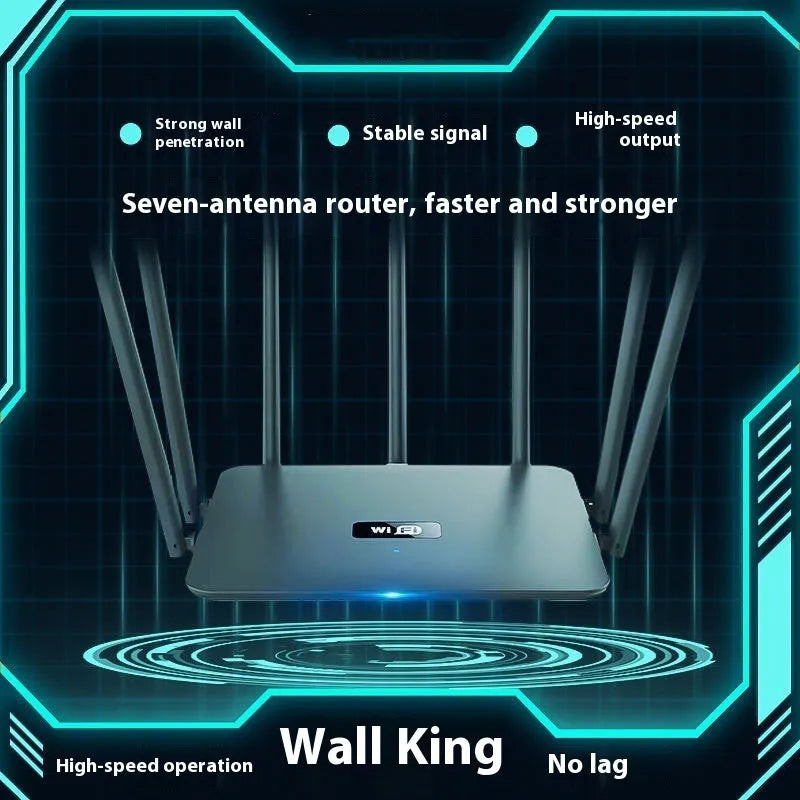 Dual-band 5G Gigabit router in white or black with multiple antennas for through-wall home Wi-Fi coverage