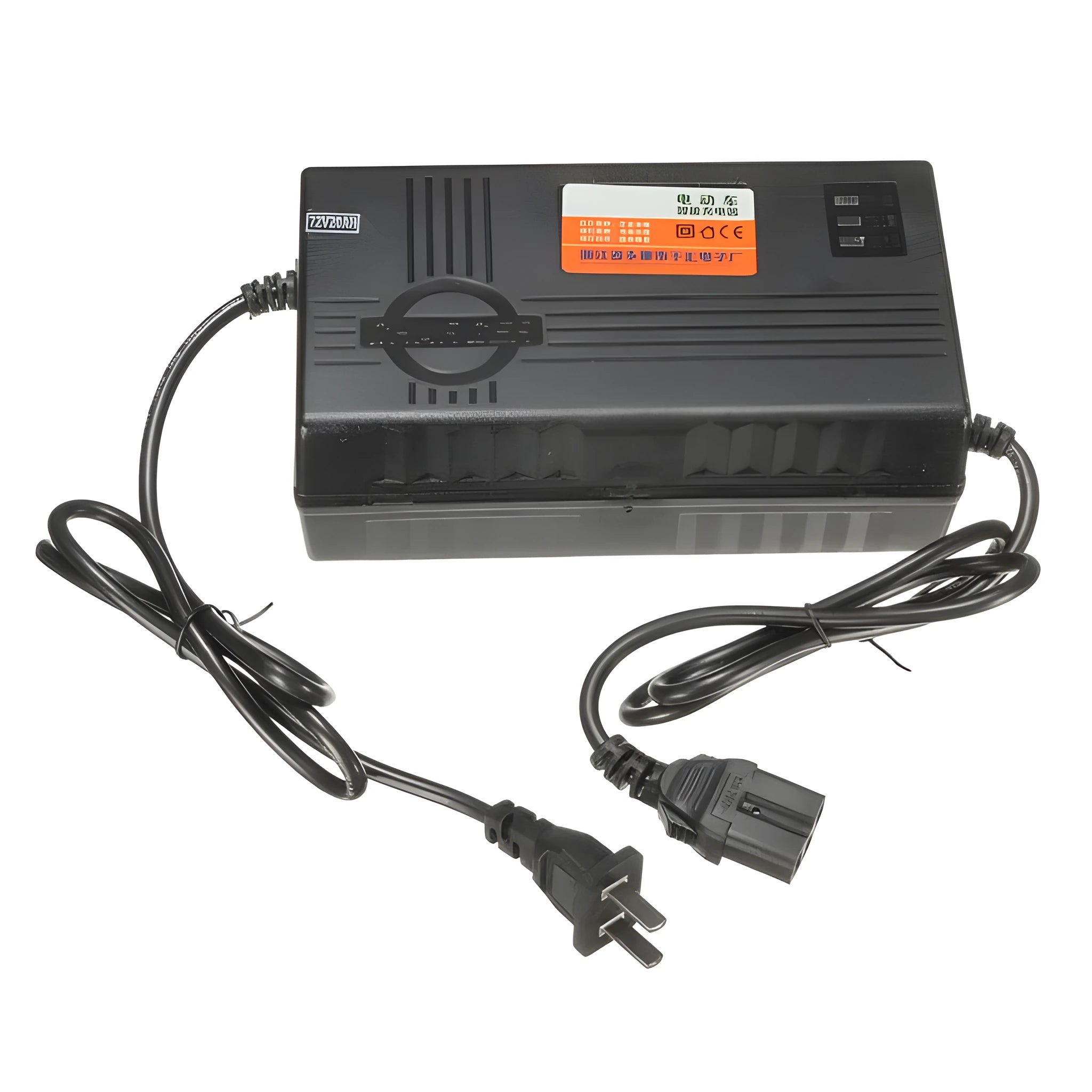 Black 72V20AH electric car charger for professional lead-acid batteries with compact design