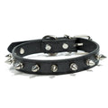 Spiked protective dog collar made of thickened PU leather with metal studs and alloy fastener in multiple colours