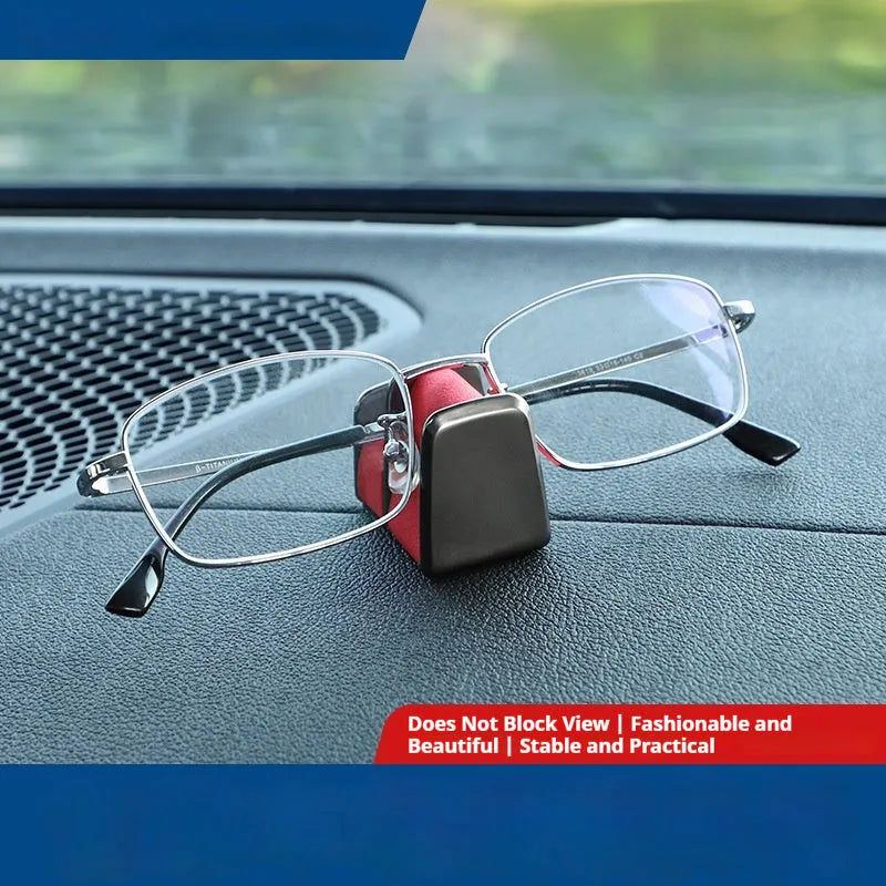 Green zinc alloy and leather car dashboard glasses clip holder with nose pad.