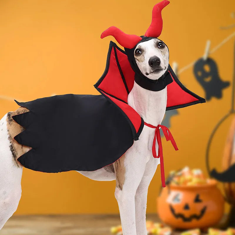 Black polyester vampire cloak and hat Halloween costume for a cat or dog