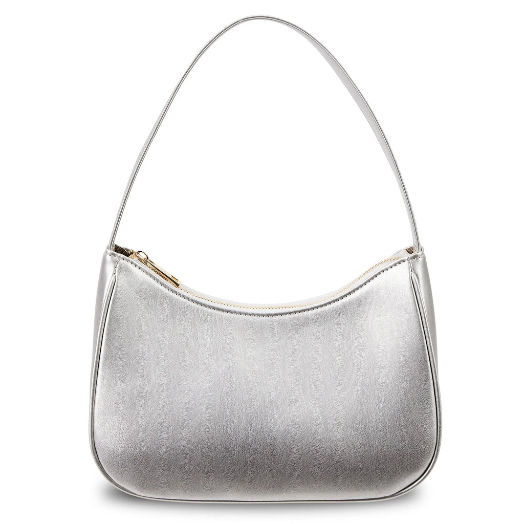 Simple retro waterproof shoulder bag in PU leather shown in apricot colour.