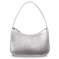 Simple retro waterproof shoulder bag in PU leather shown in apricot colour.
