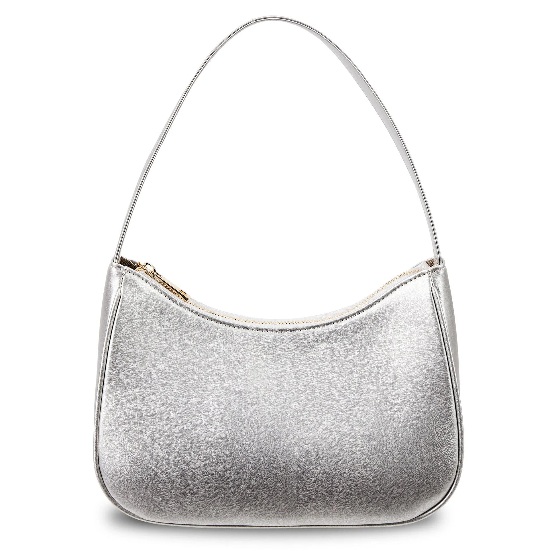 Simple retro waterproof shoulder bag in PU leather shown in apricot colour.
